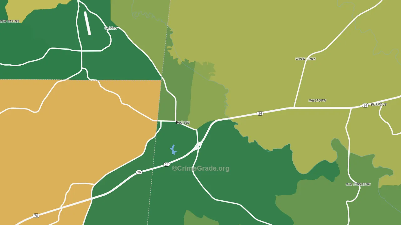 Red Bay, AL Map of Murder Rates