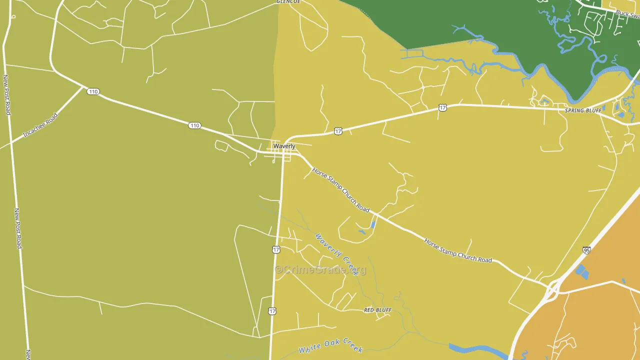 Red Bluff, GA Map of Murder Rates