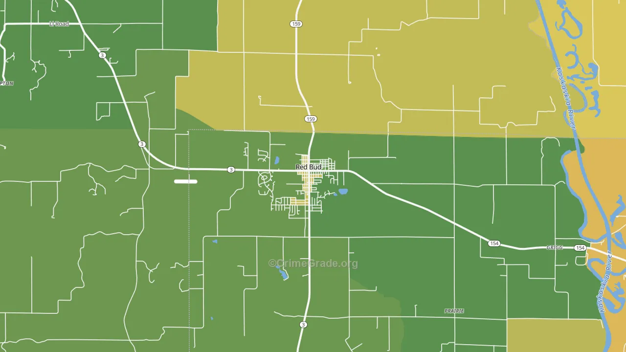 Red Bud, IL Map of Murder Rates