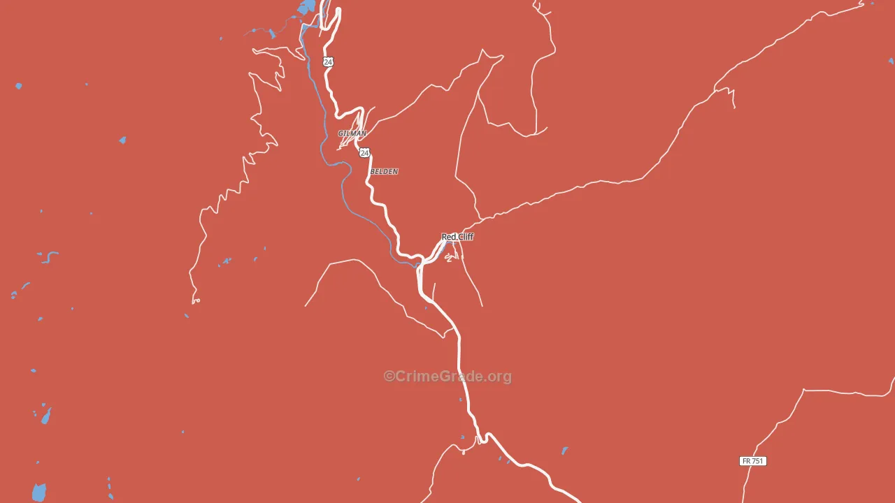 Red Cliff, CO Map of Murder Rates