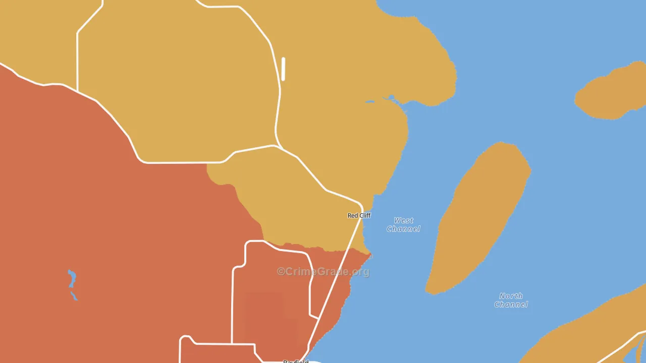Red Cliff, WI Map of Murder Rates