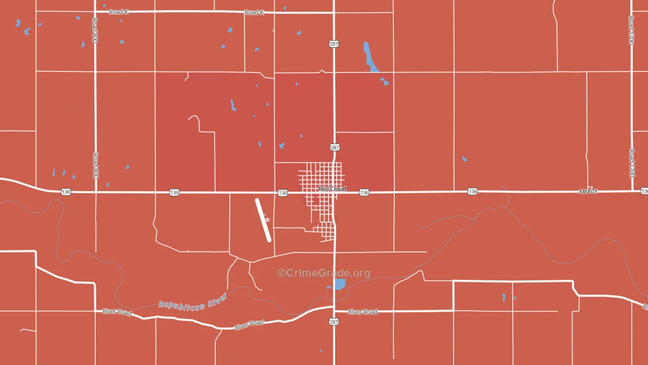 Red Cloud, NE Map of Murder Rates