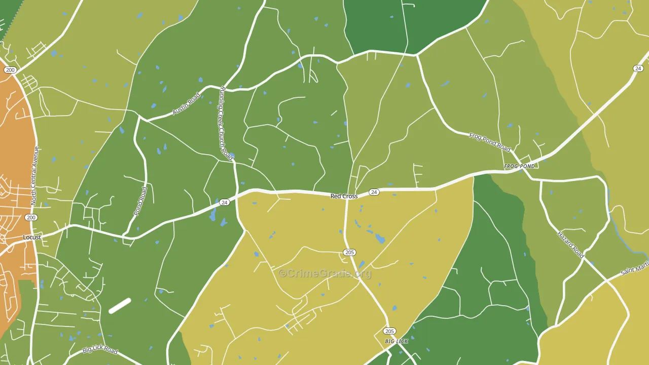 Red Cross, NC Map of Murder Rates