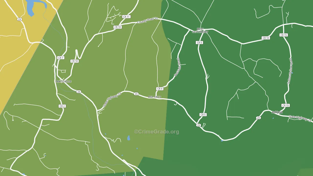 Red Falls, NY Map of Murder Rates