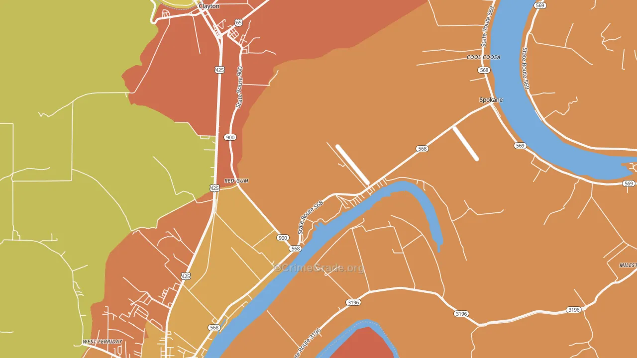 Red Gum, LA Map of Murder Rates