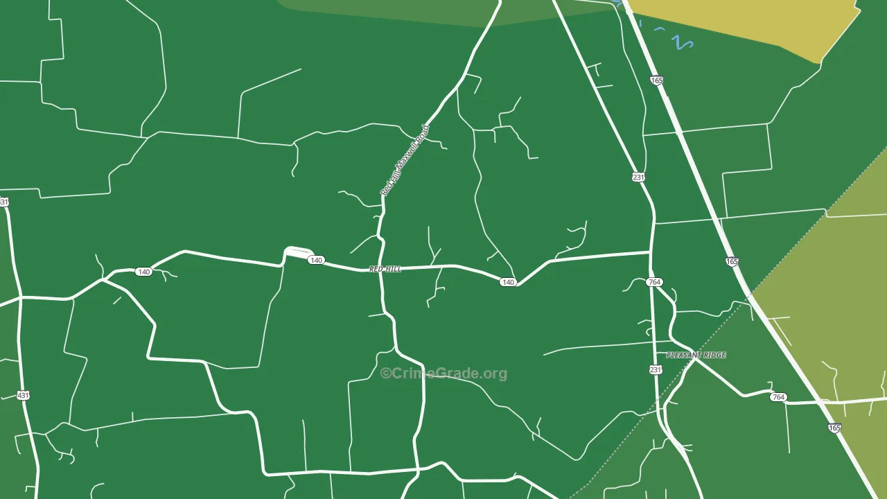Red Hill, KY Map of Murder Rates