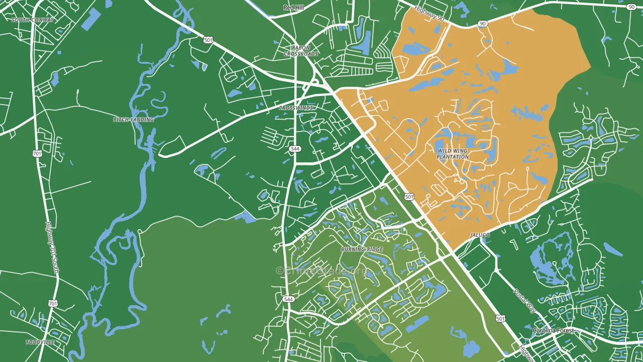 Red Hill, SC Map of Murder Rates