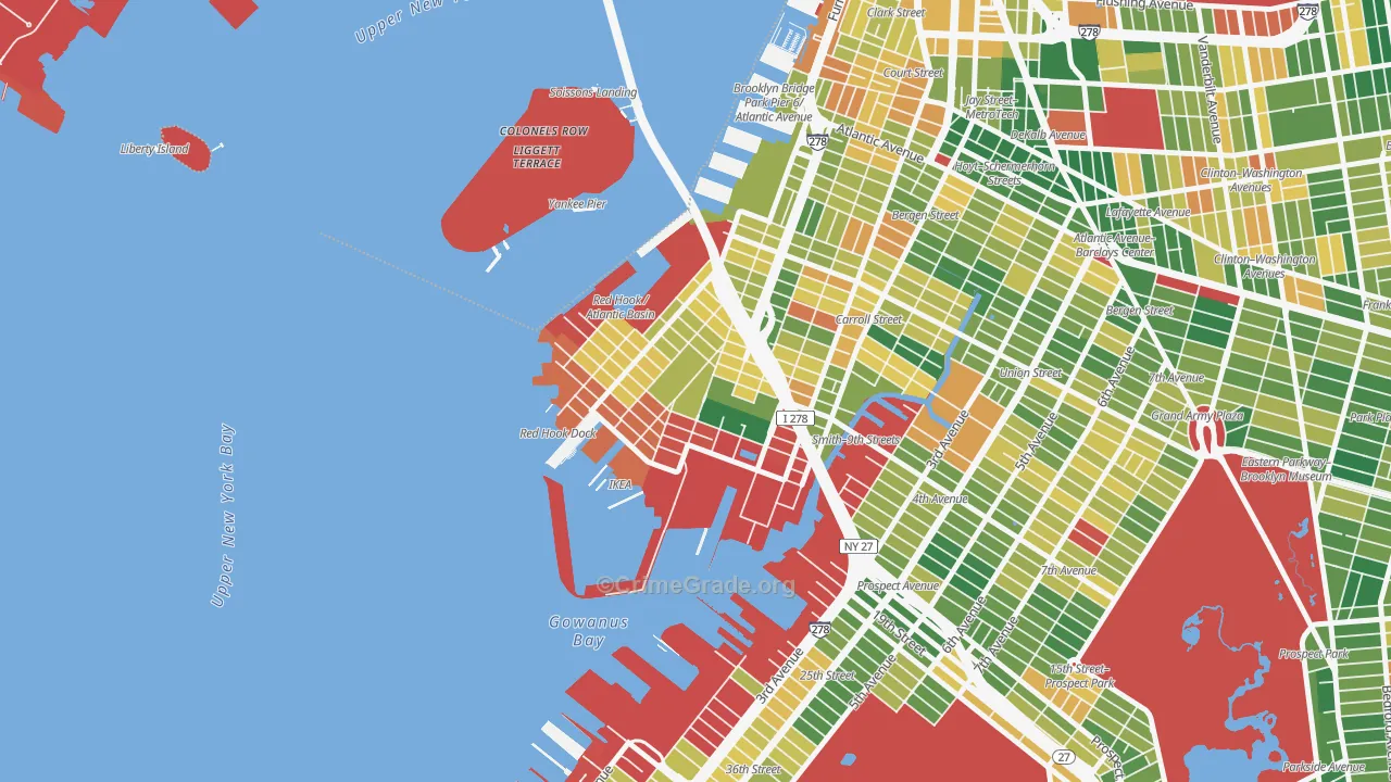 Red Hook, Brooklyn, NY Map of Murder Rates