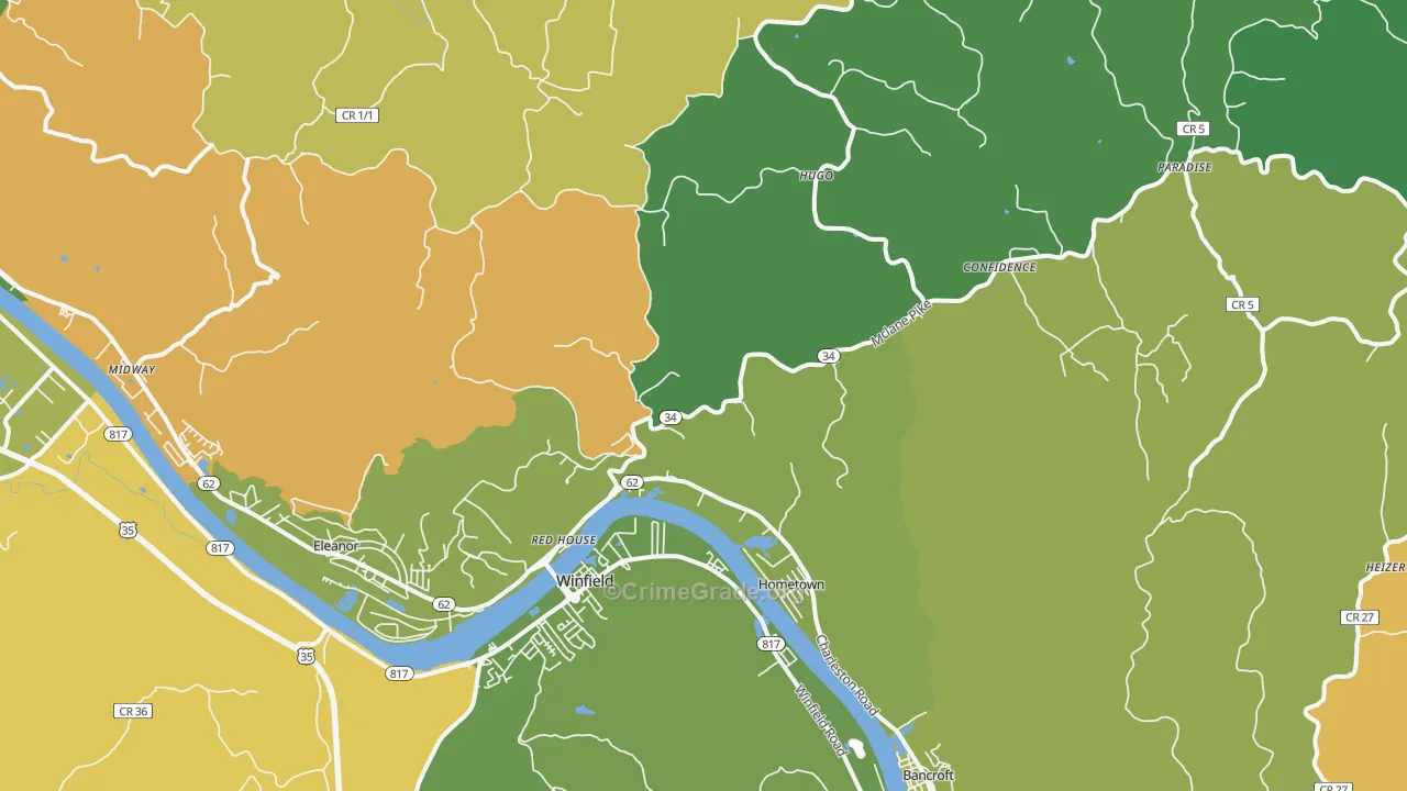 Red House, WV Map of Murder Rates