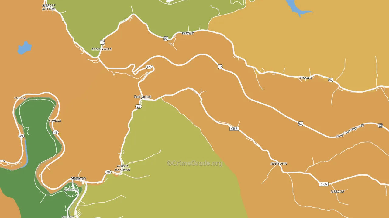 Red Jacket, WV Map of Murder Rates