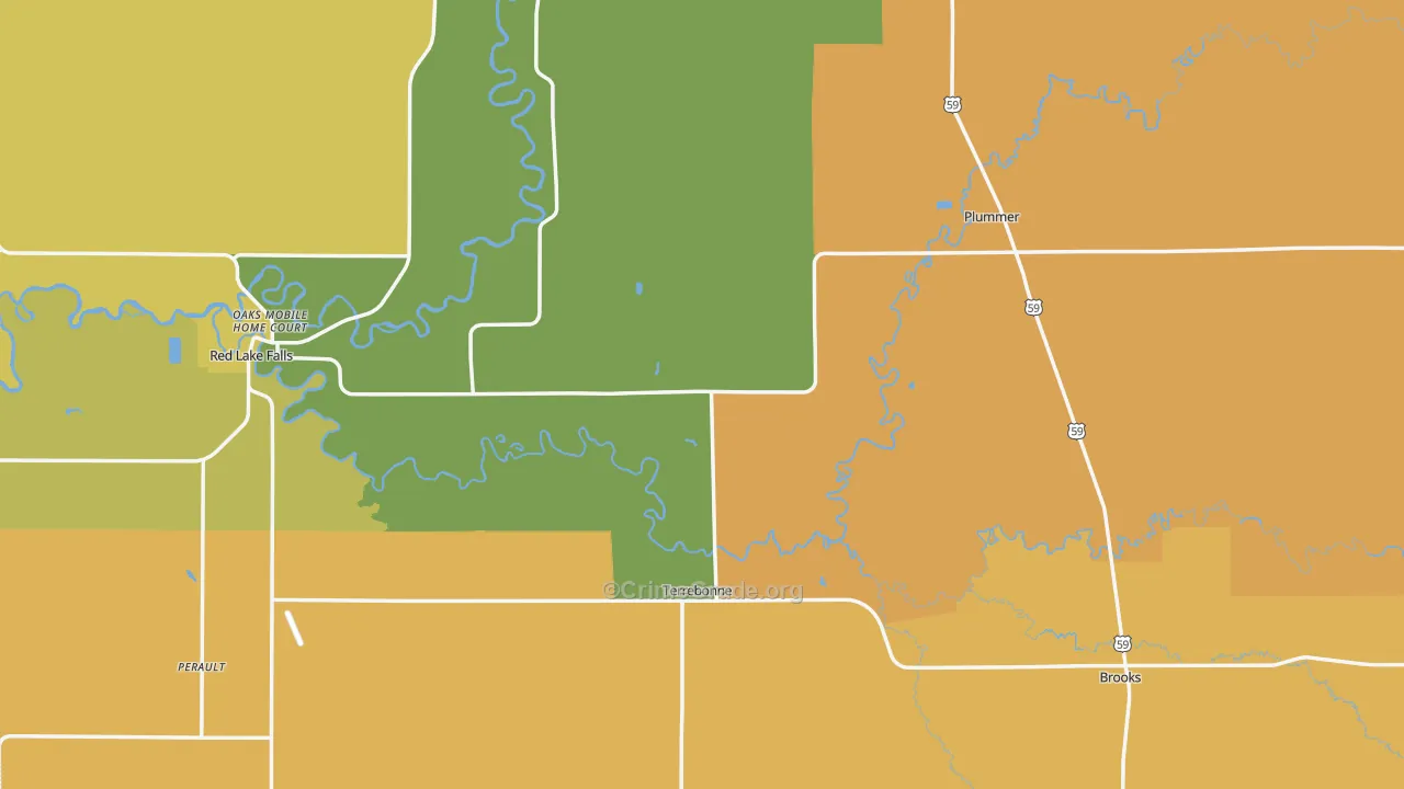 Red Lake County, MN Map of Murder Rates