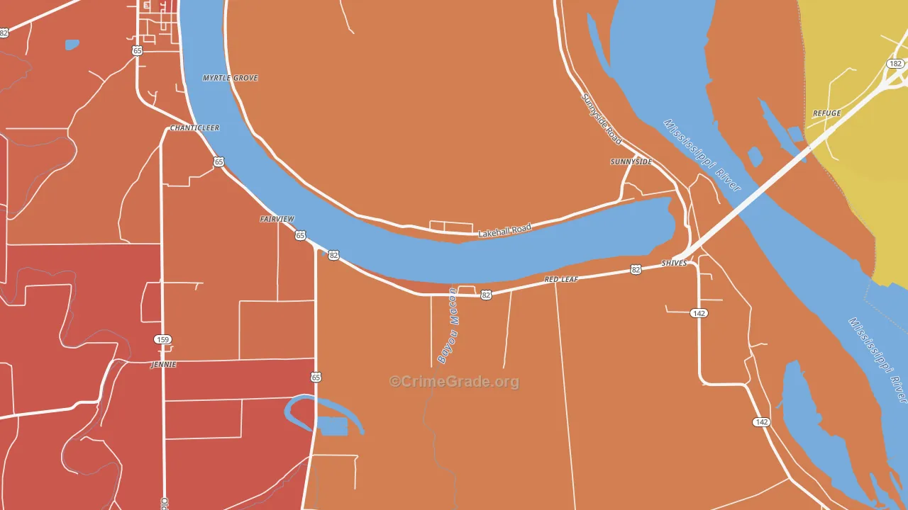 Red Leaf, AR Map of Murder Rates
