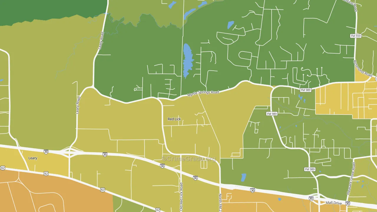 Red Lick, TX Map of Murder Rates