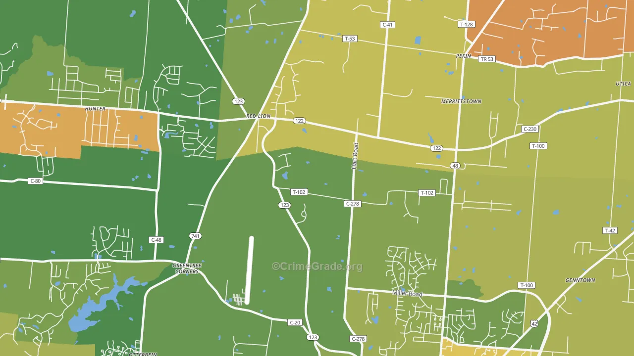 Red Lion, OH Map of Murder Rates