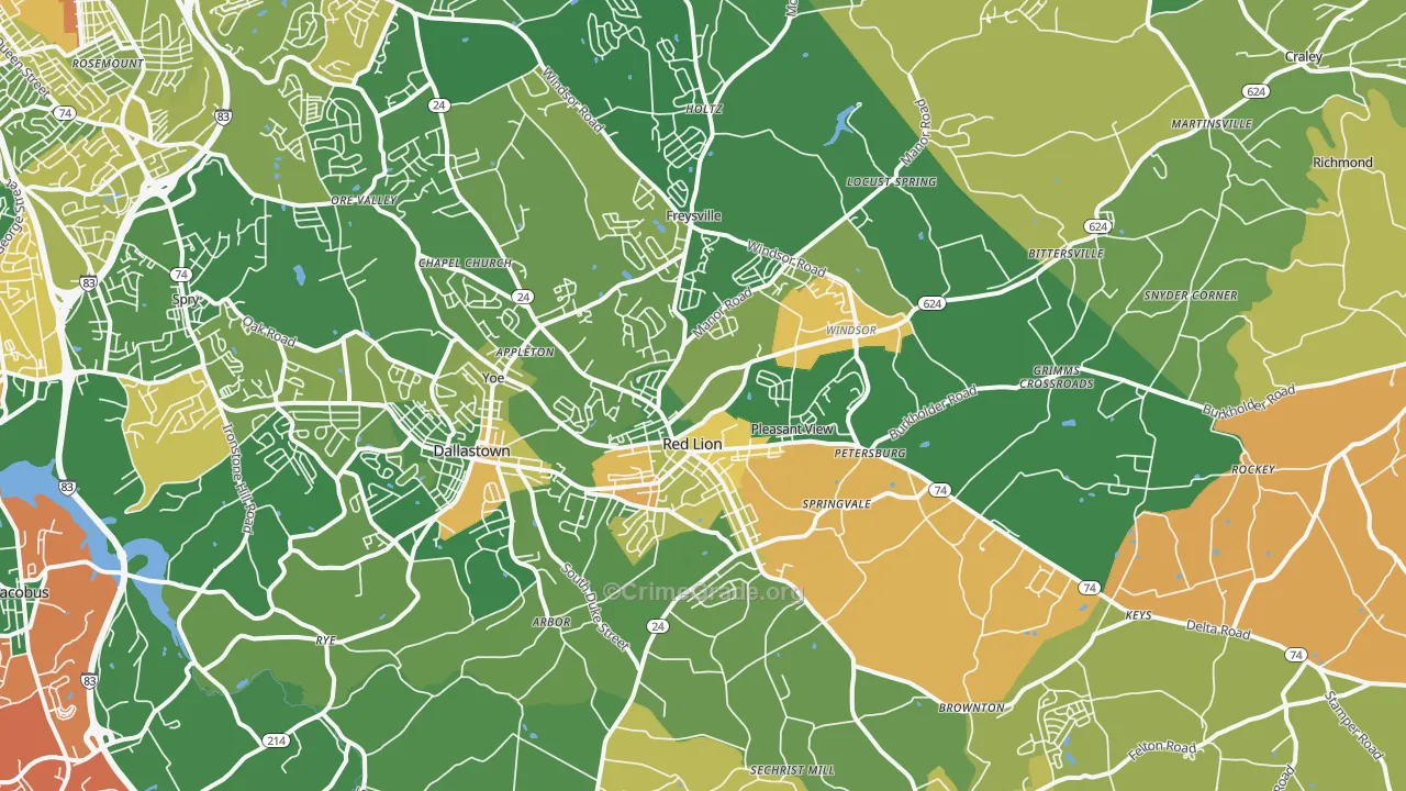 Red Lion, PA Map of Murder Rates