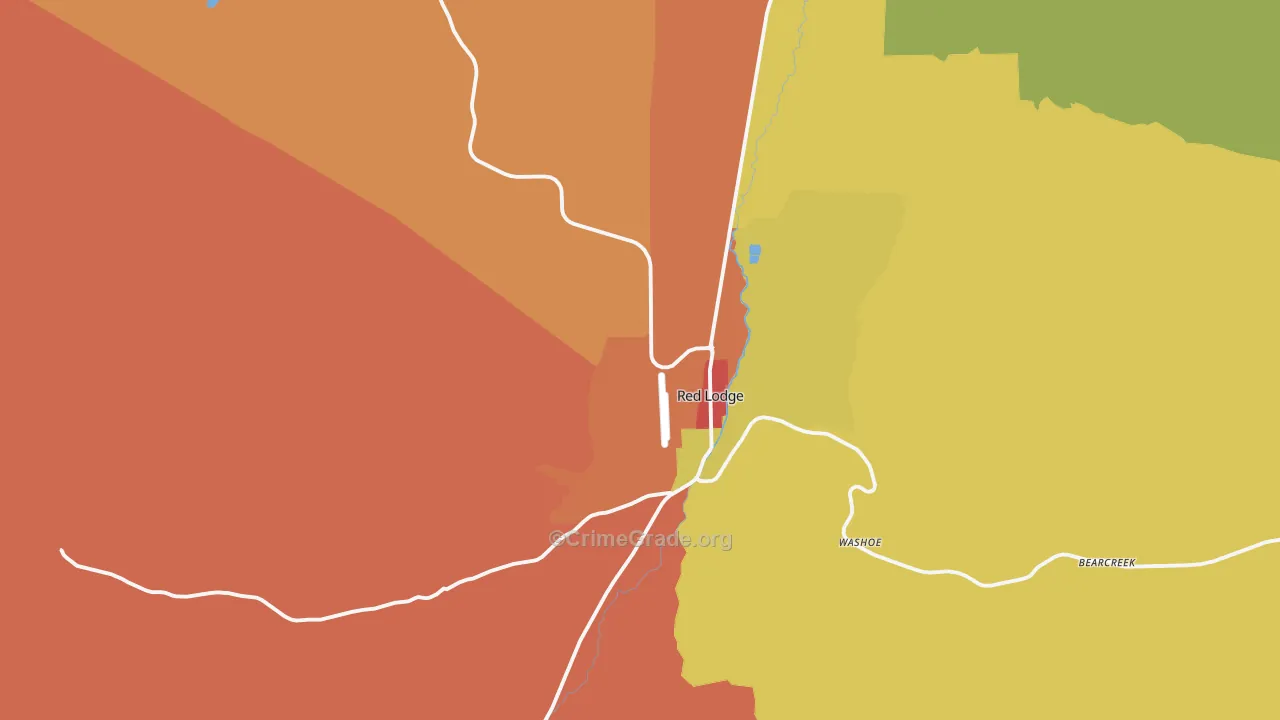 Red Lodge, MT Map of Murder Rates