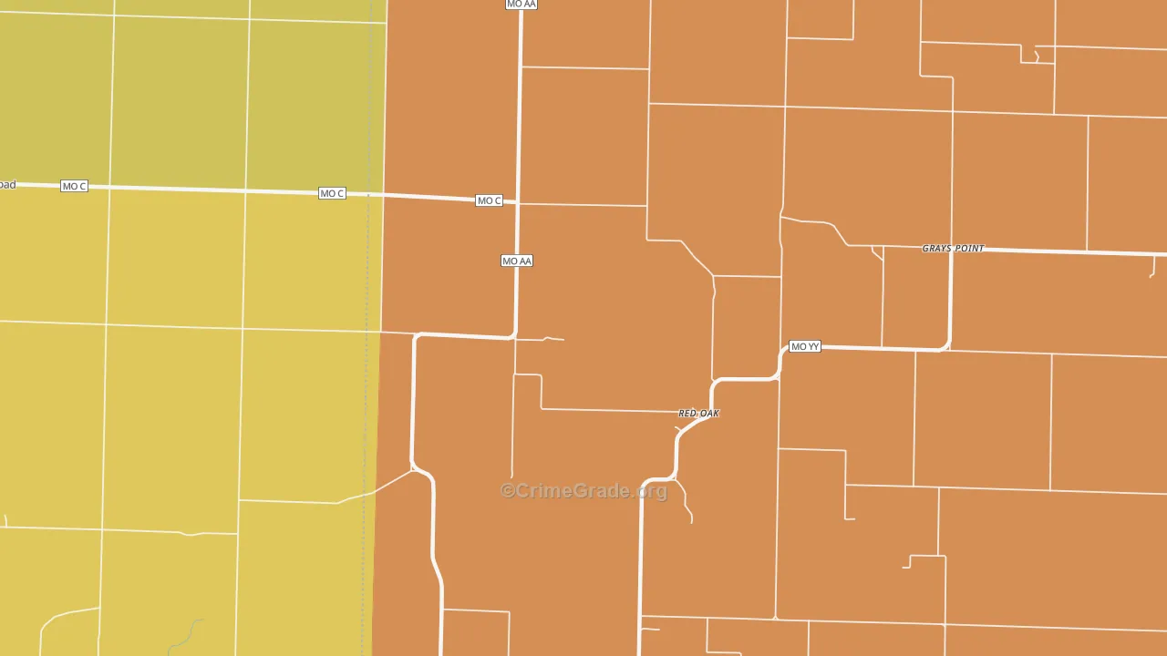 Red Oak, MO Map of Murder Rates