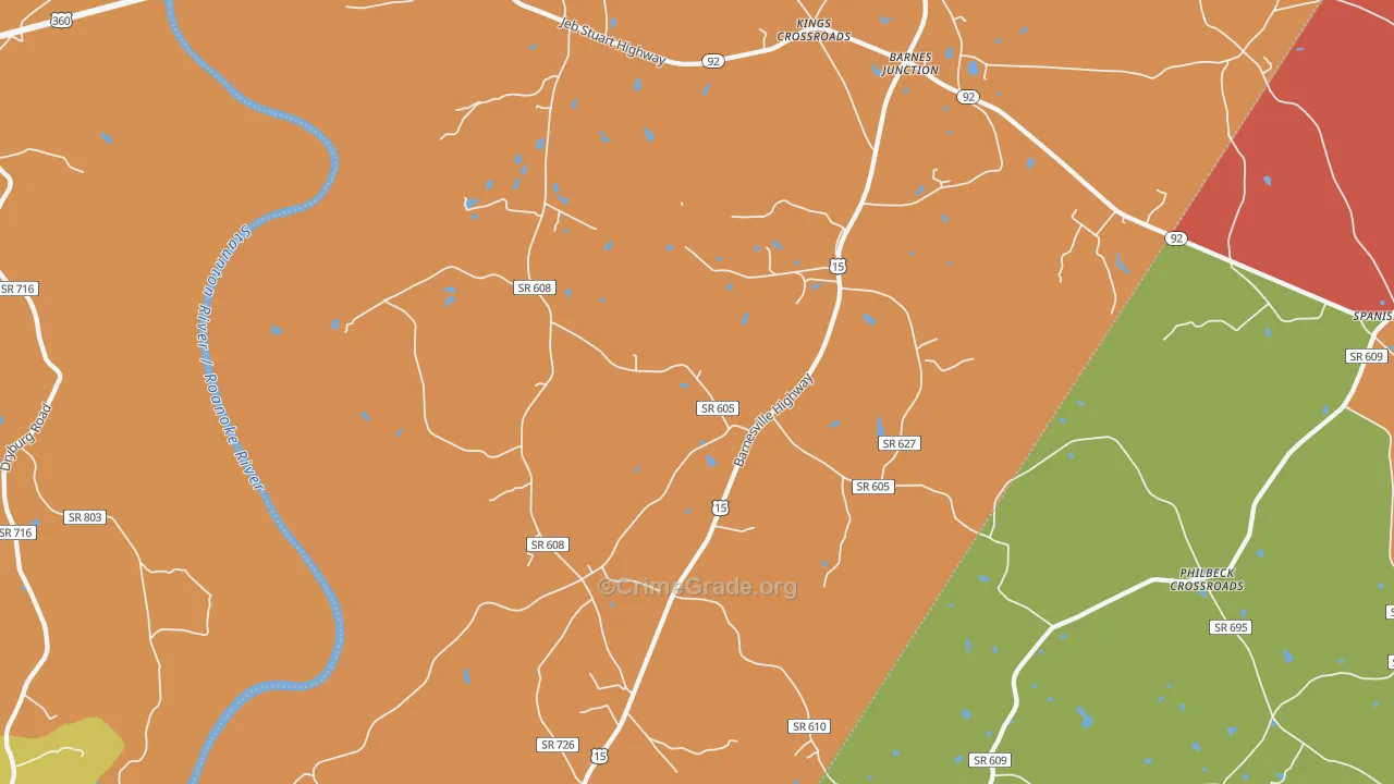 Red Oak, VA Map of Murder Rates