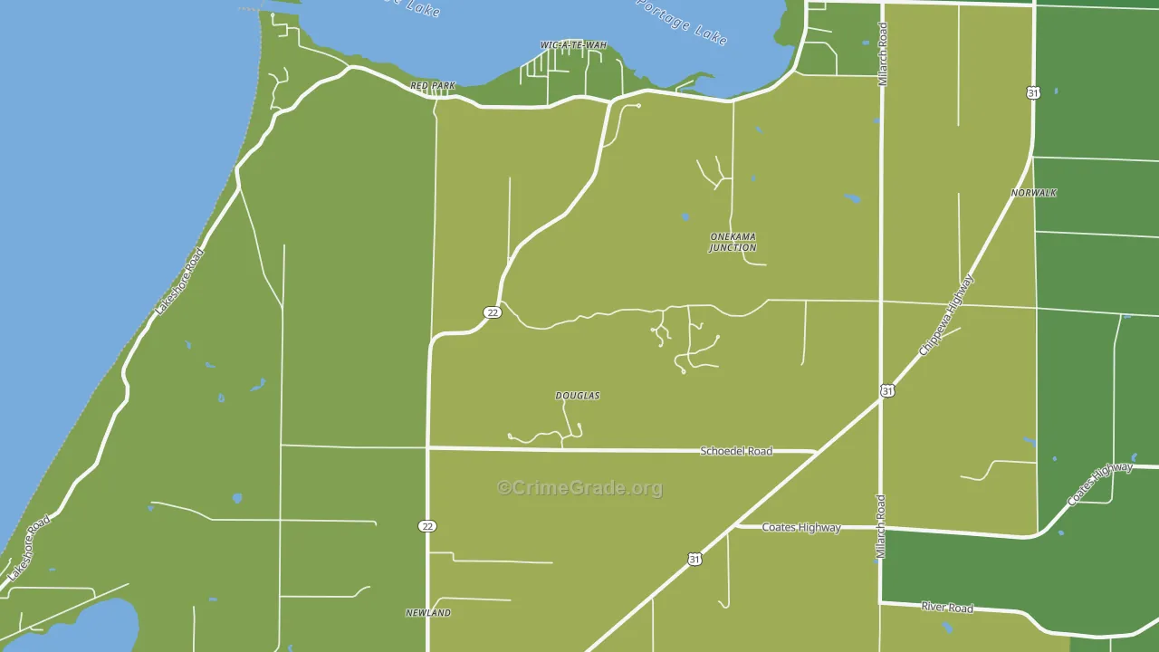Red Park, MI Map of Murder Rates