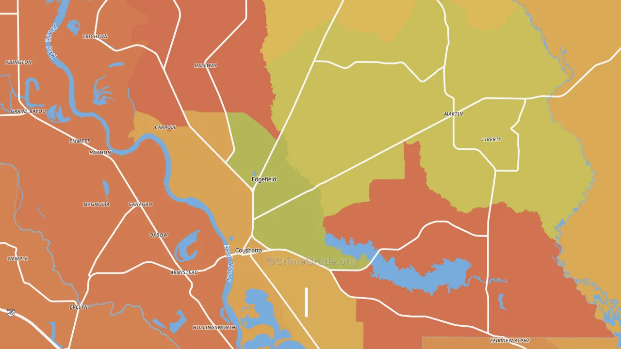 Red River Parish, LA Map of Murder Rates