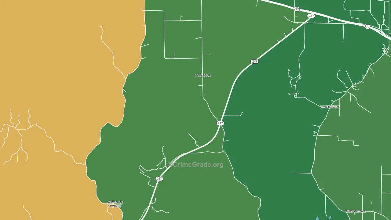 Red Rock, AL Map of Murder Rates