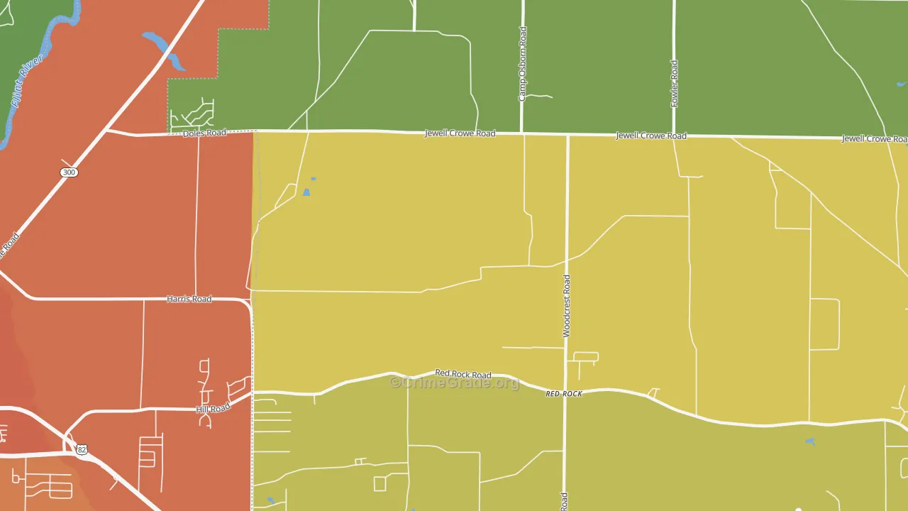 Red Rock, GA Map of Murder Rates
