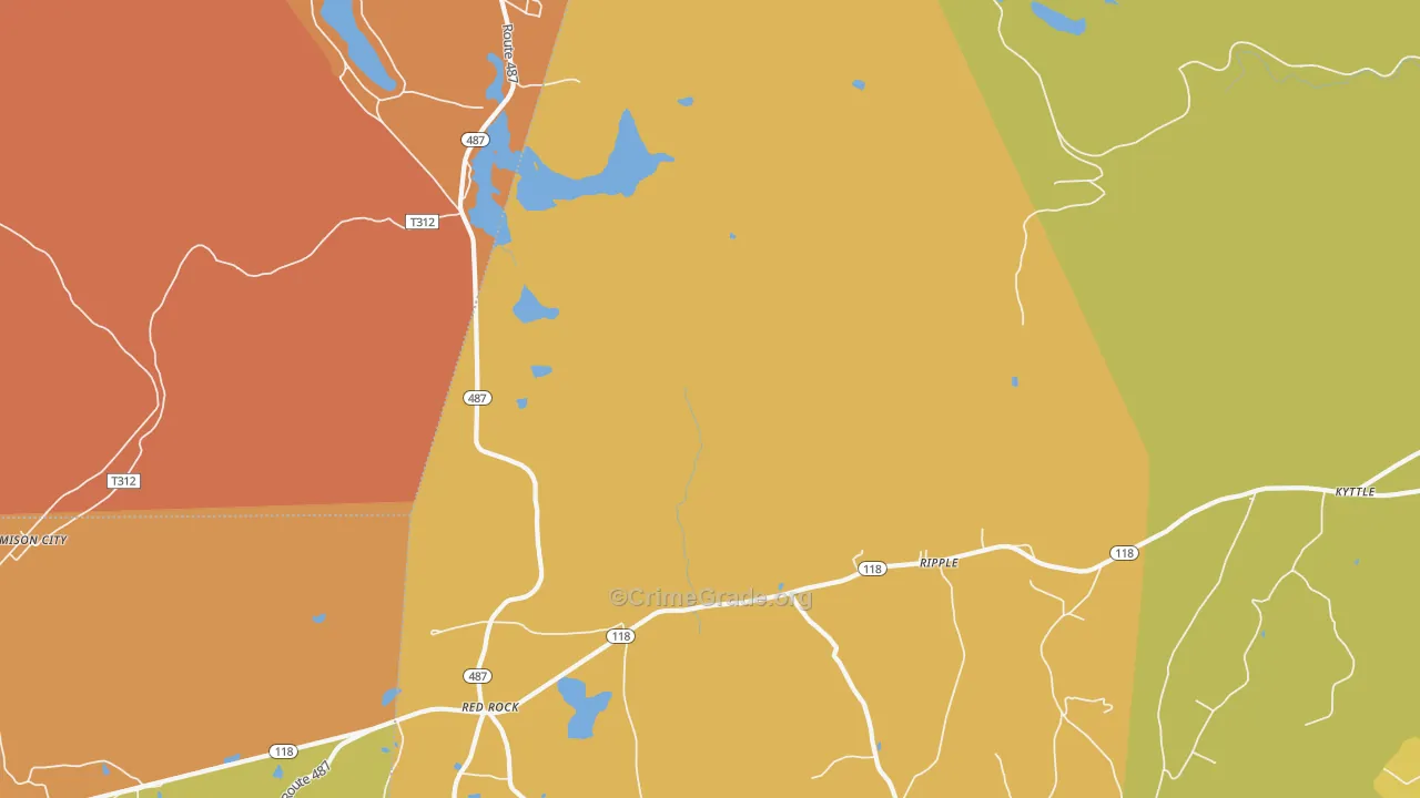 Red Rock, PA Map of Murder Rates