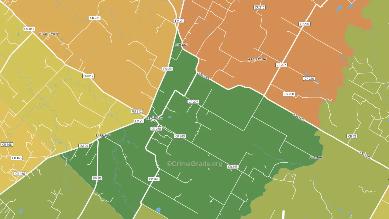 Red Rock, TX Map of Murder Rates