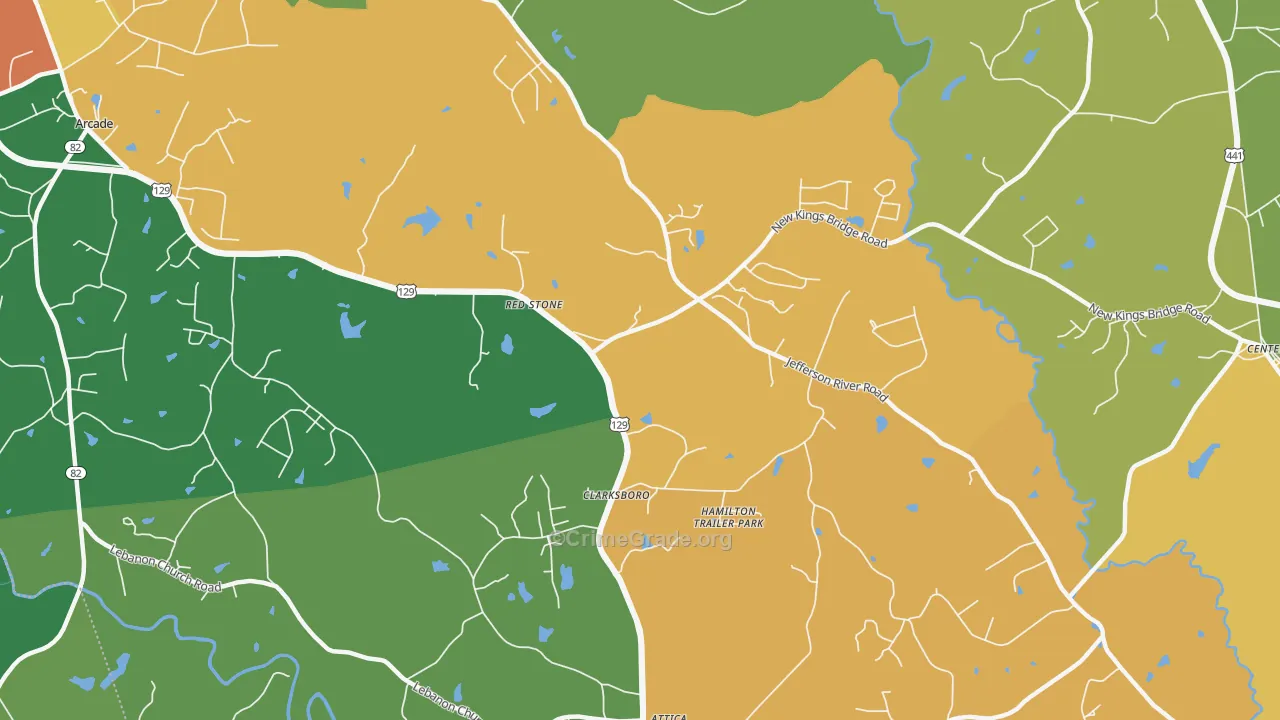 Red Stone, GA Map of Murder Rates