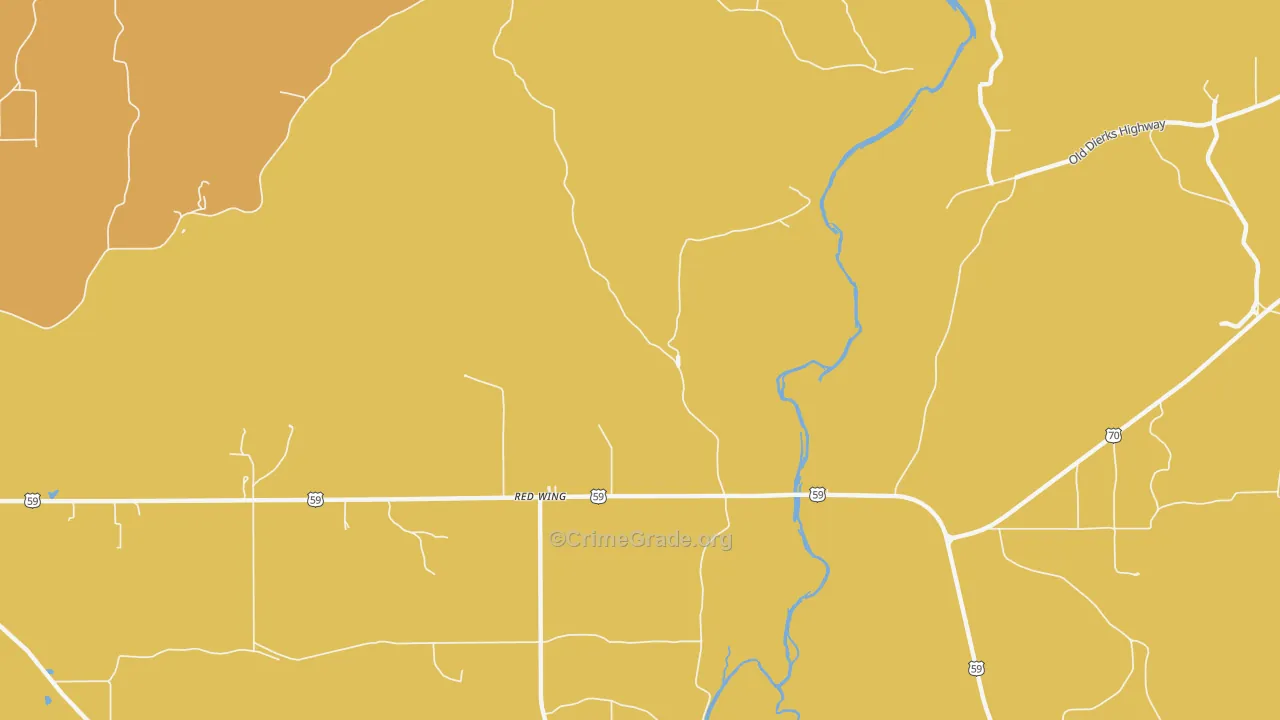 Red Wing, AR Map of Murder Rates