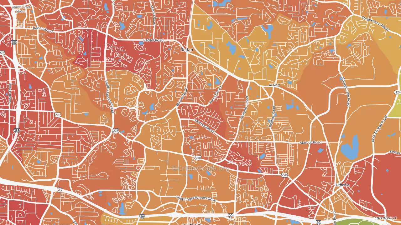 Redan, GA Map of Murder Rates