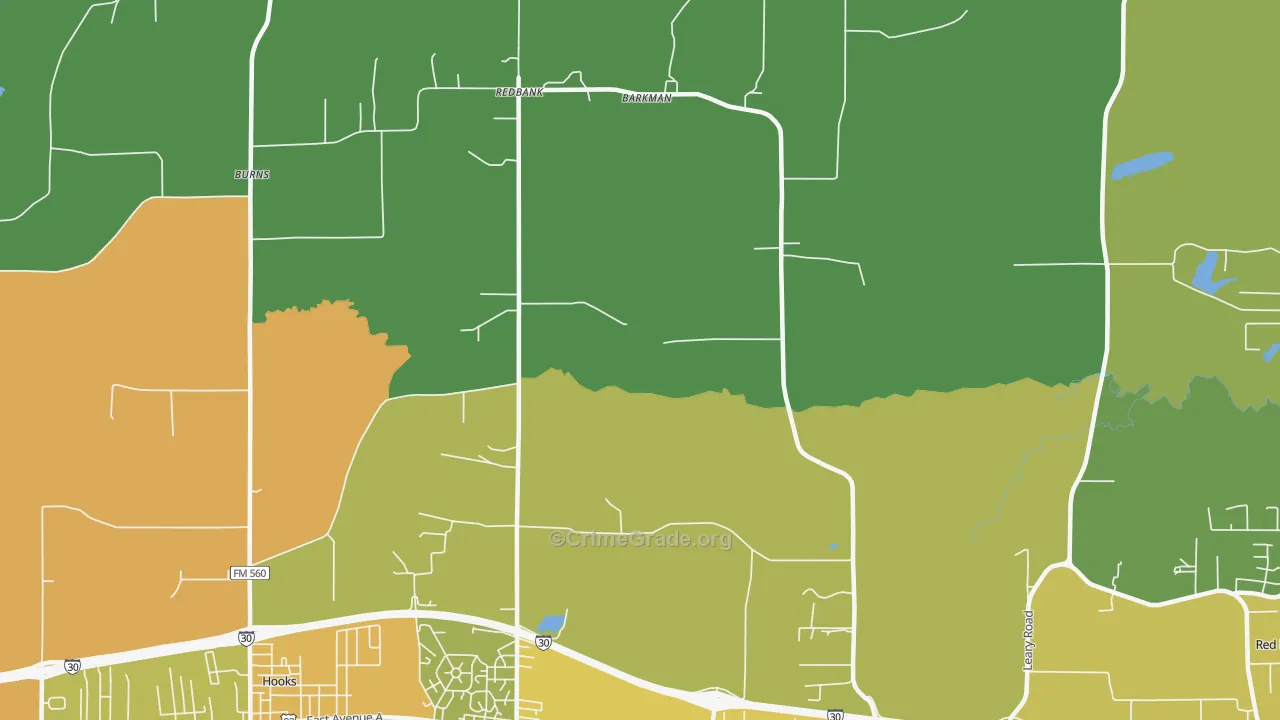 Redbank, TX Map of Murder Rates