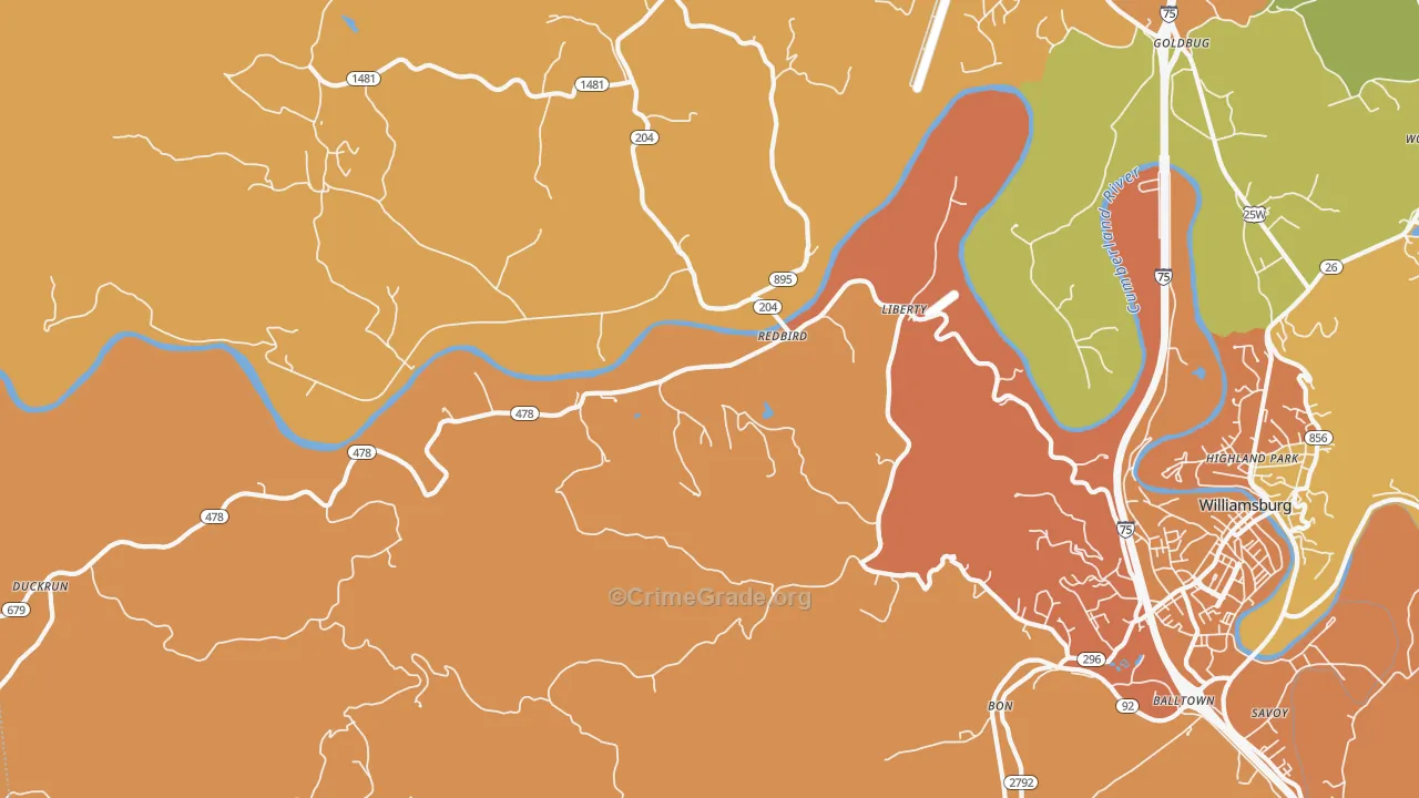 Redbird, KY Map of Murder Rates