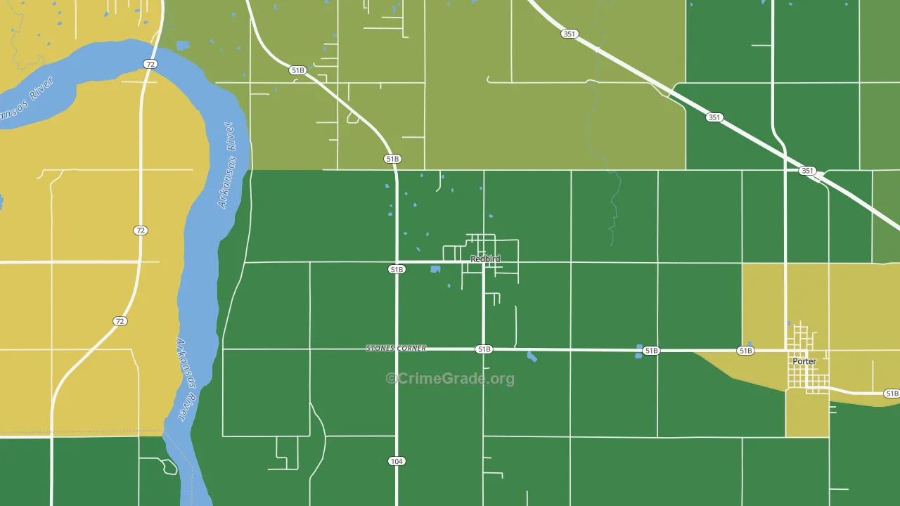 Redbird, OK Map of Murder Rates