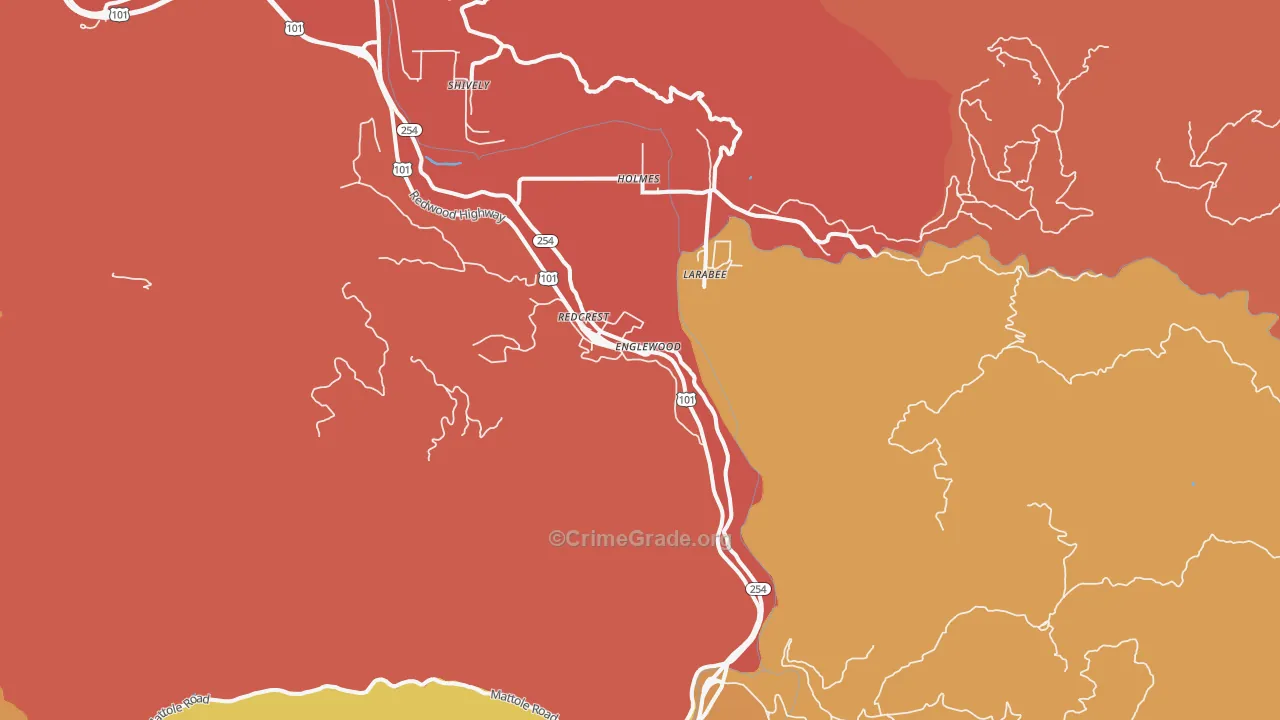 Redcrest, CA Map of Murder Rates