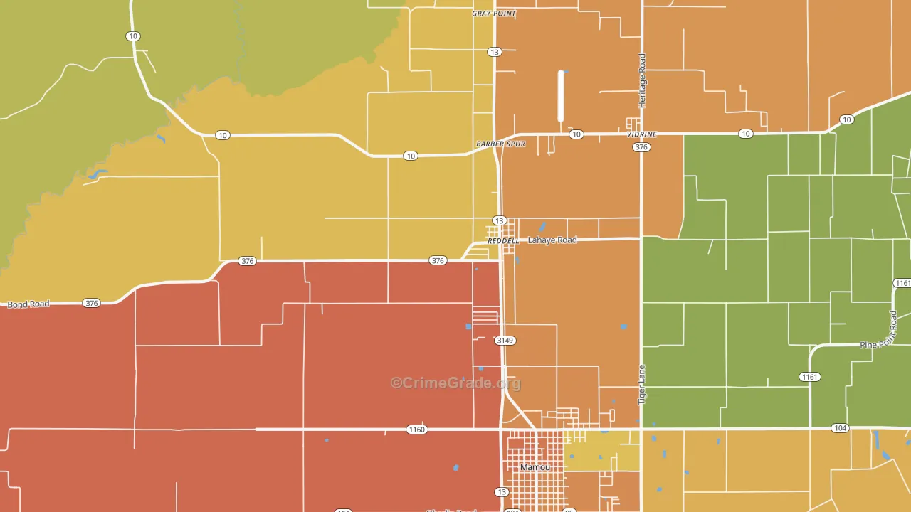 Reddell, LA Map of Murder Rates