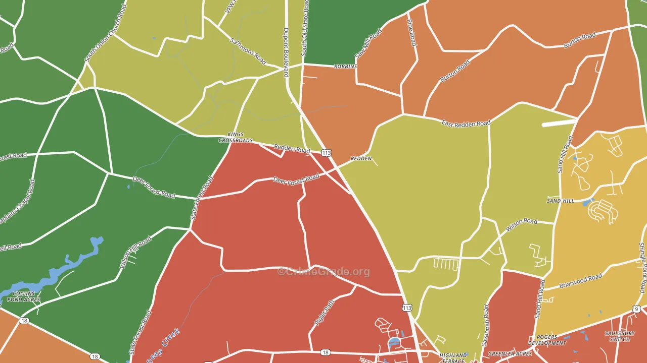 Redden, DE Map of Murder Rates