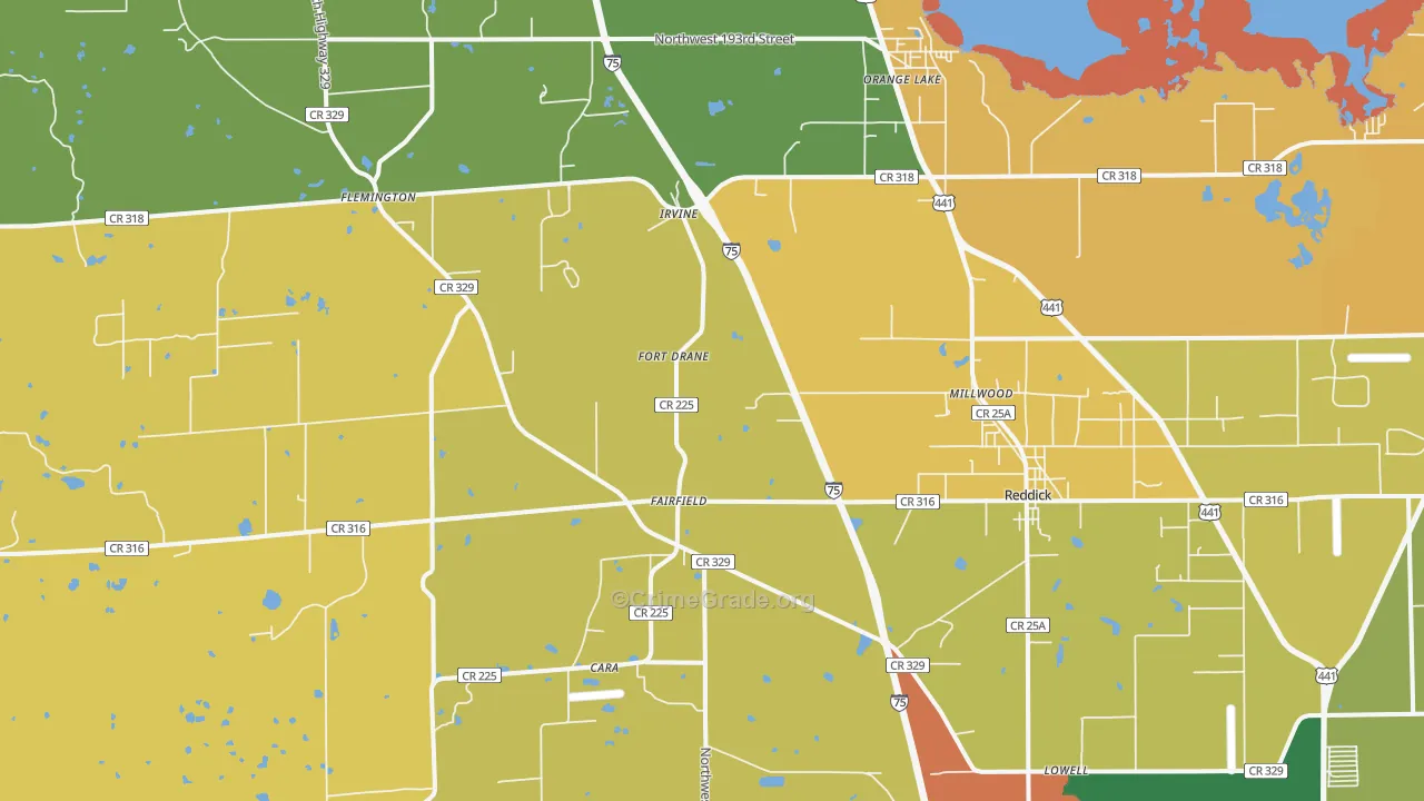 Reddick, FL Map of Murder Rates