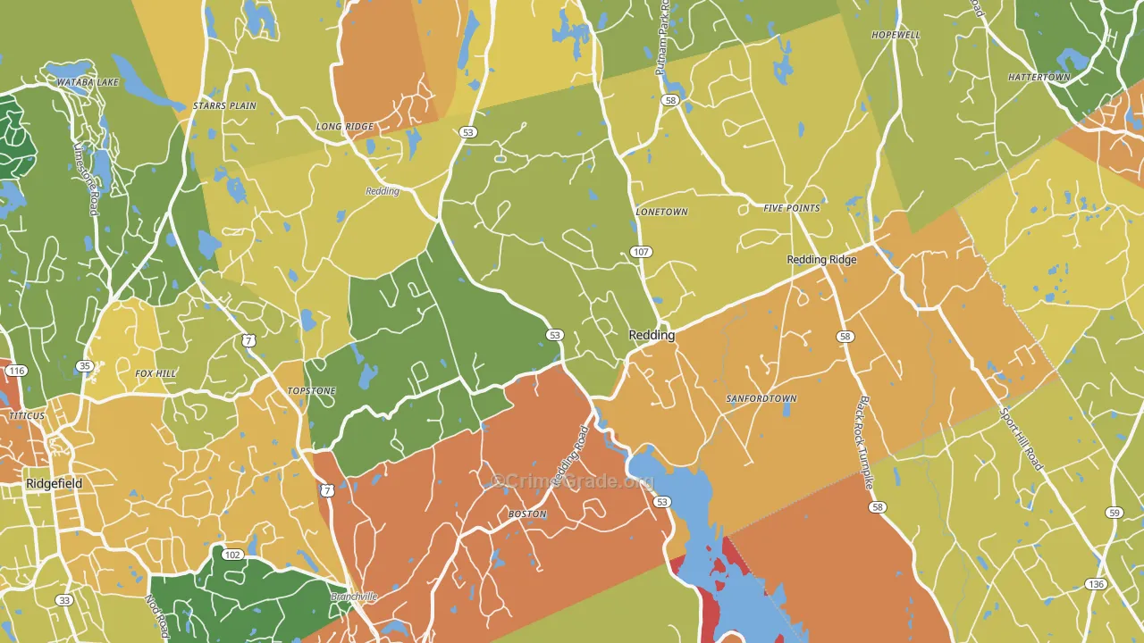 Redding, CT Map of Murder Rates