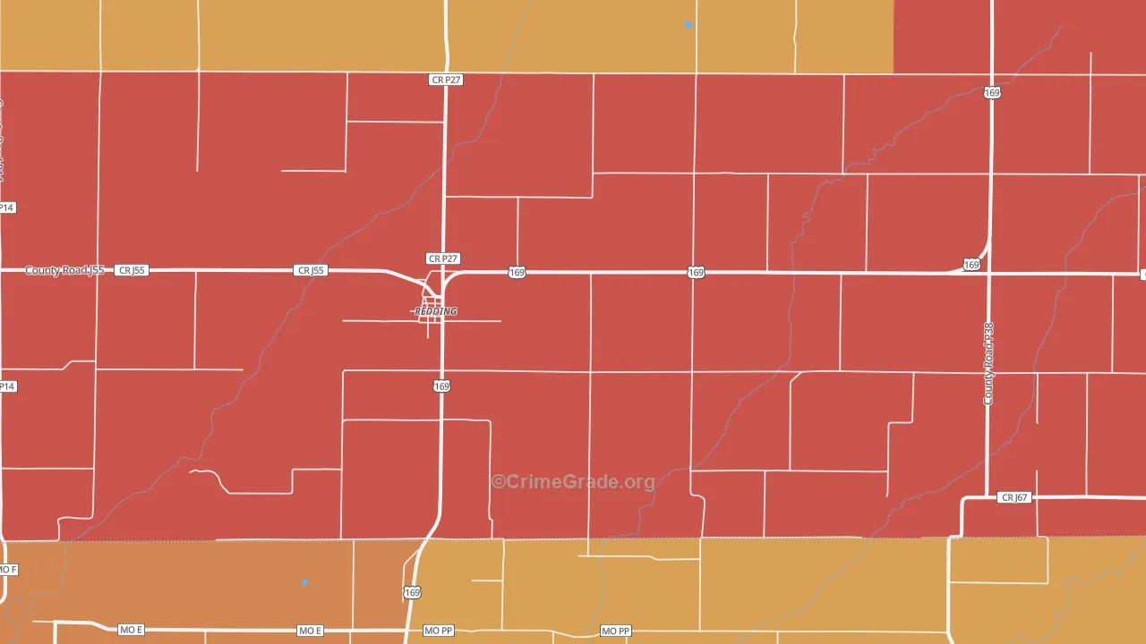 Redding, IA Map of Murder Rates