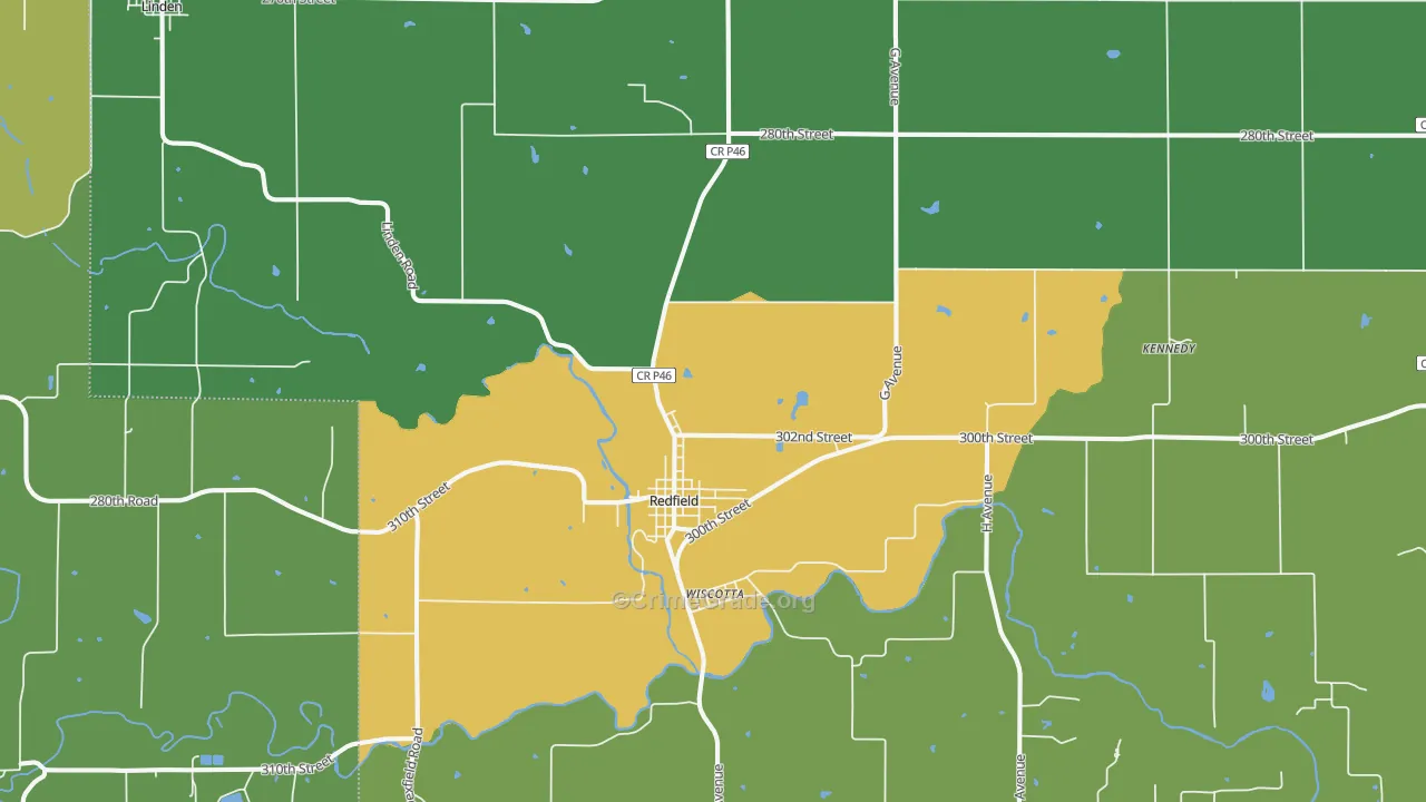Redfield, IA Map of Murder Rates