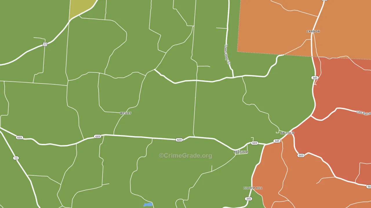 Redfield, OH Map of Murder Rates
