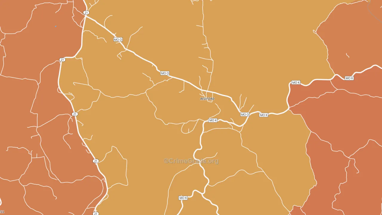 Redford, MO Map of Murder Rates
