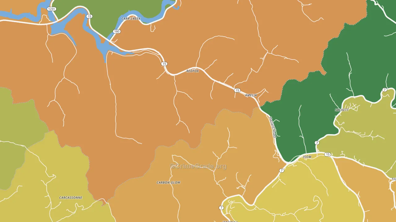 Redfox, KY Map of Murder Rates