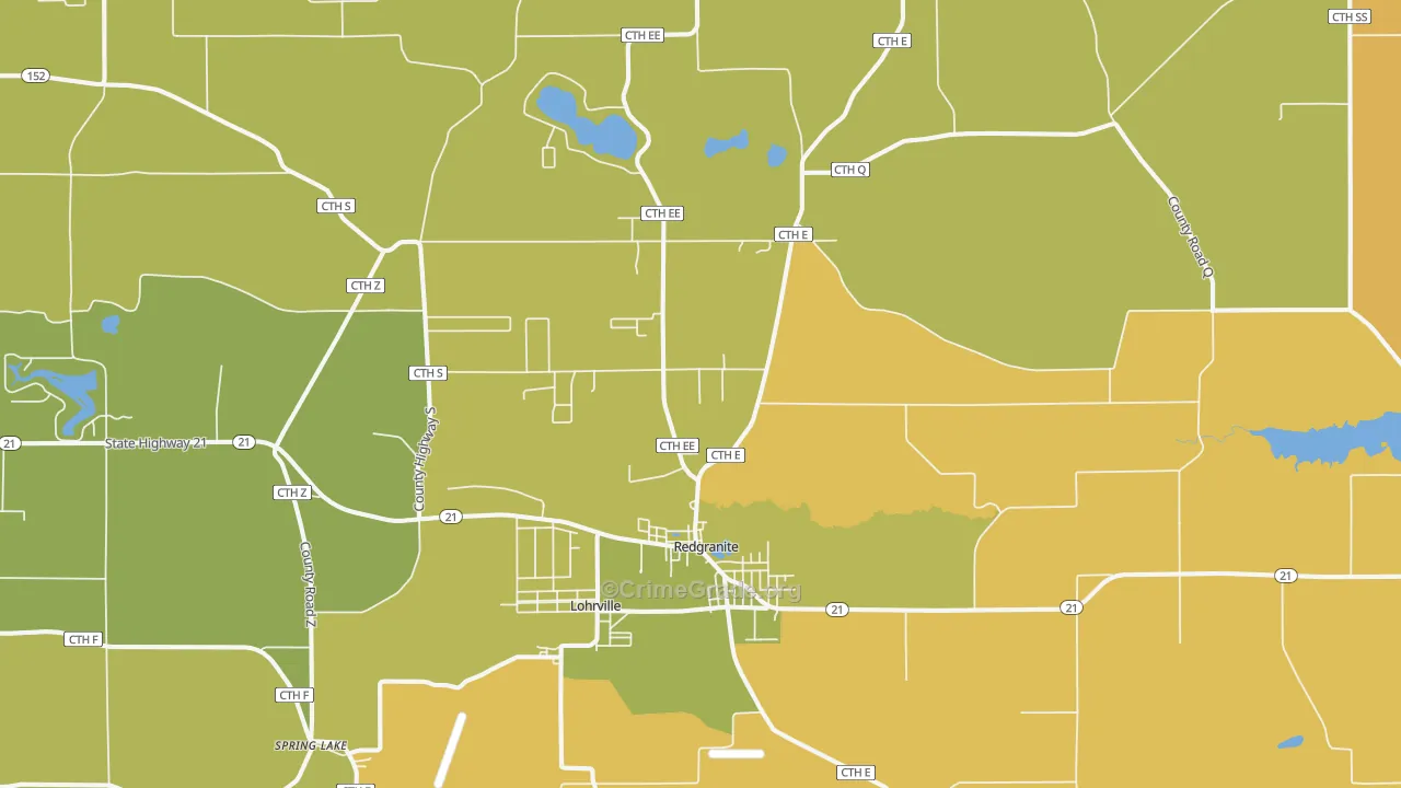 Redgranite, WI Map of Murder Rates