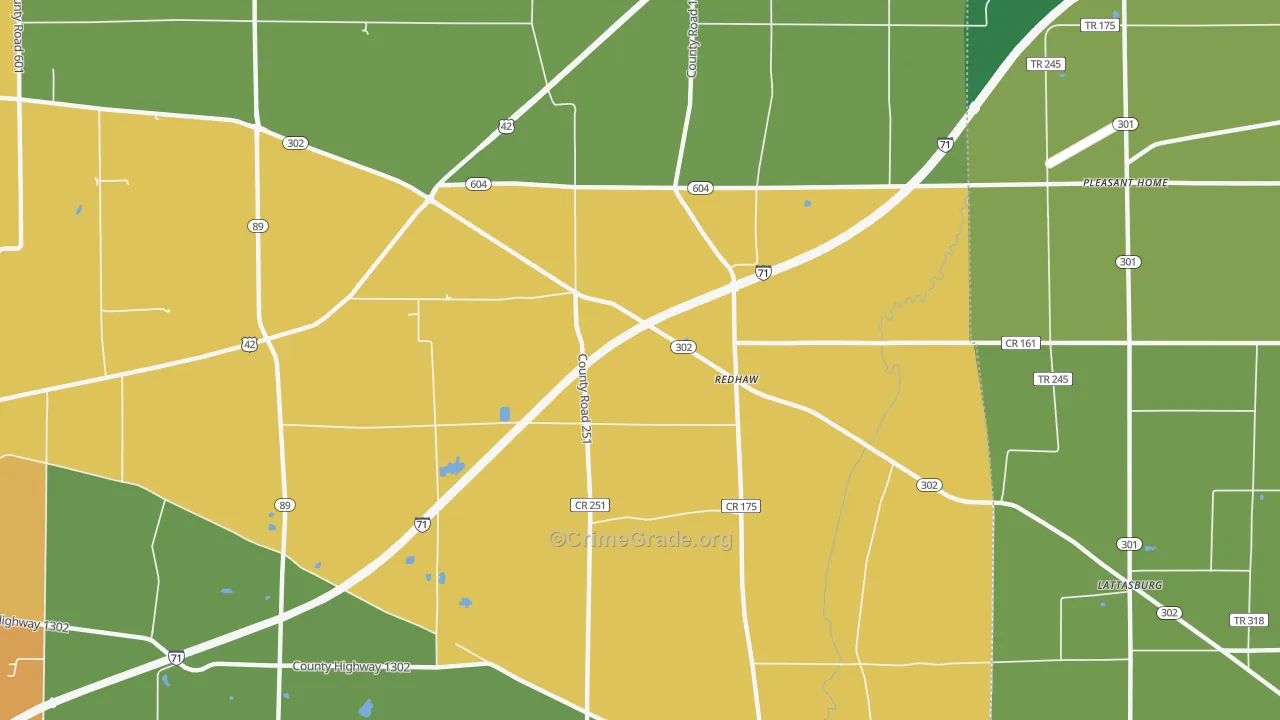 Redhaw, OH Map of Murder Rates