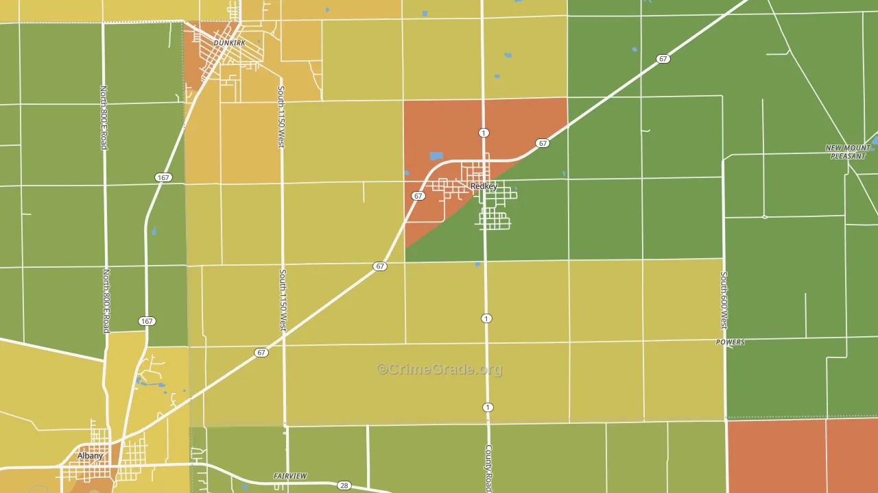 Redkey, IN Map of Murder Rates