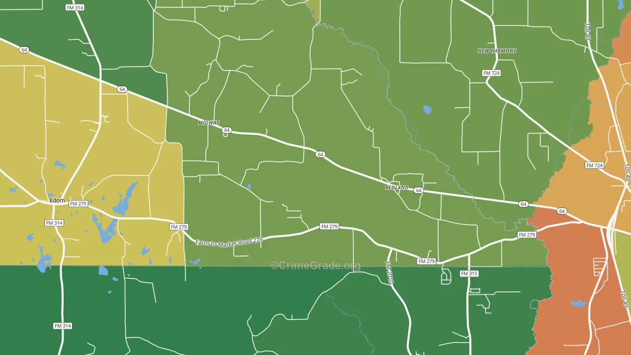 Redland, TX Map of Murder Rates