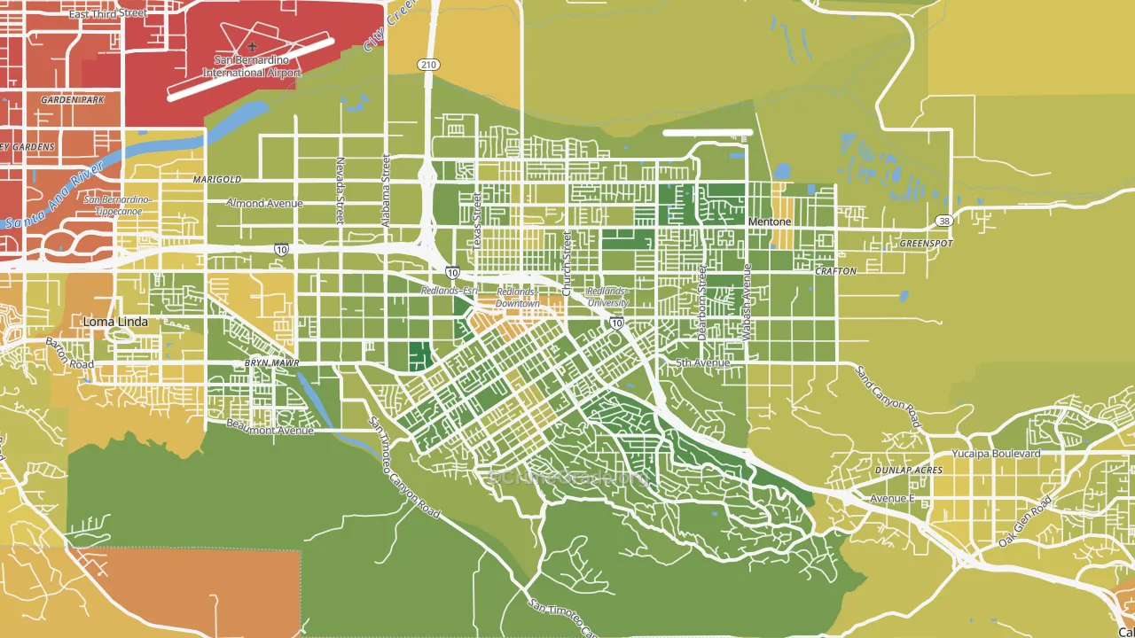 Redlands, CA Map of Murder Rates