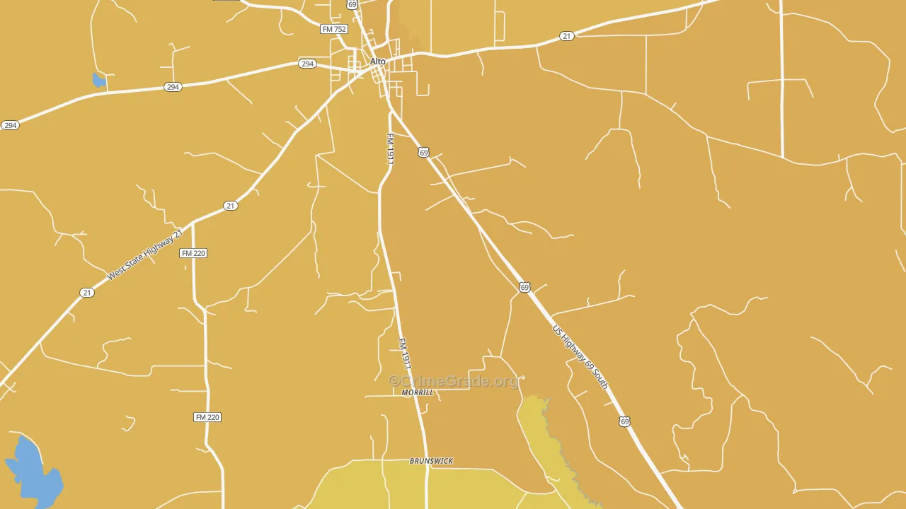 Redlawn, TX Map of Murder Rates
